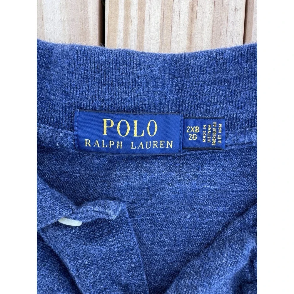 Polo Ralph Lauren Mens Shirt 2xb Blue Cotton‎ Casual Red Logo